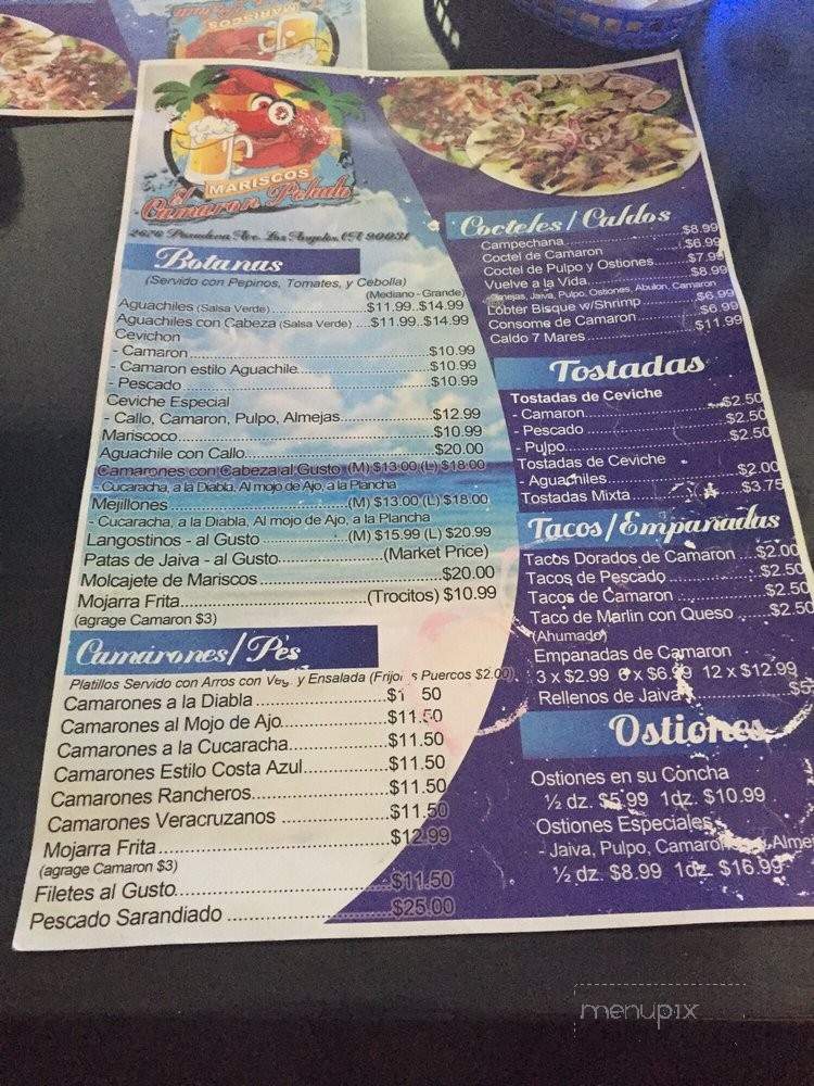 El Camaron Pelado - Los Angeles, CA menu_pic