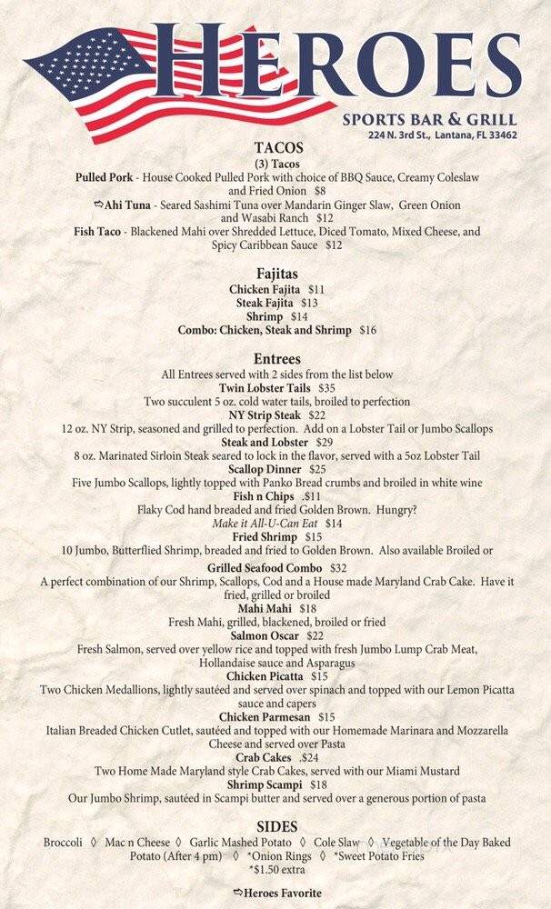 Benny's - Lantana, FL menu_pic