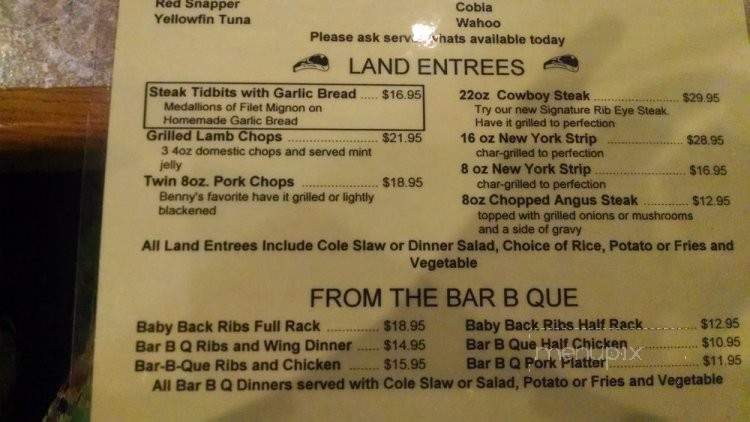 Benny's - Lantana, FL menu_pic