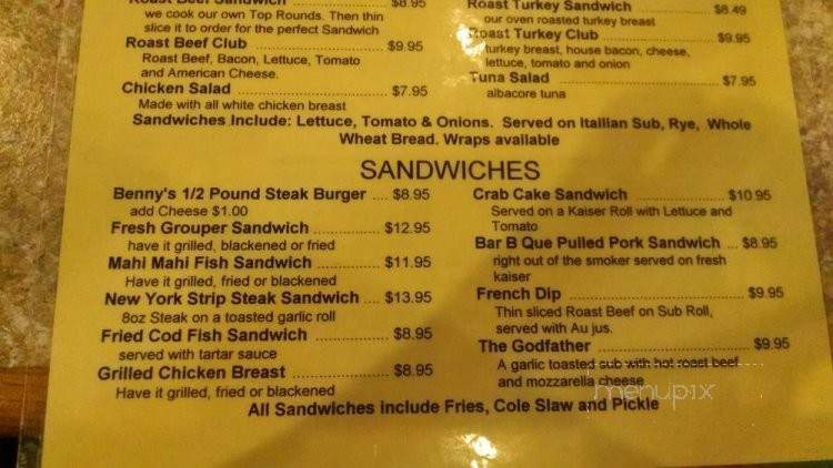 Benny's - Lantana, FL menu_pic