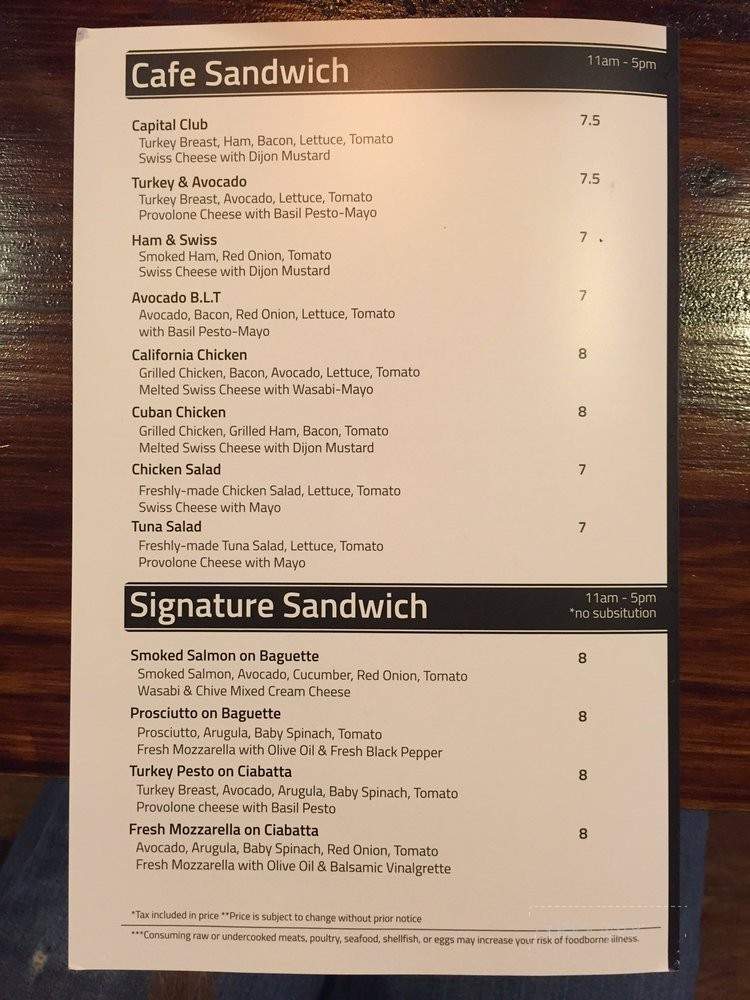 Cafein - Chantilly, VA menu_pic