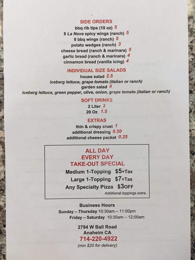 Red Tomato Pizza - Anaheim, CA menu_pic