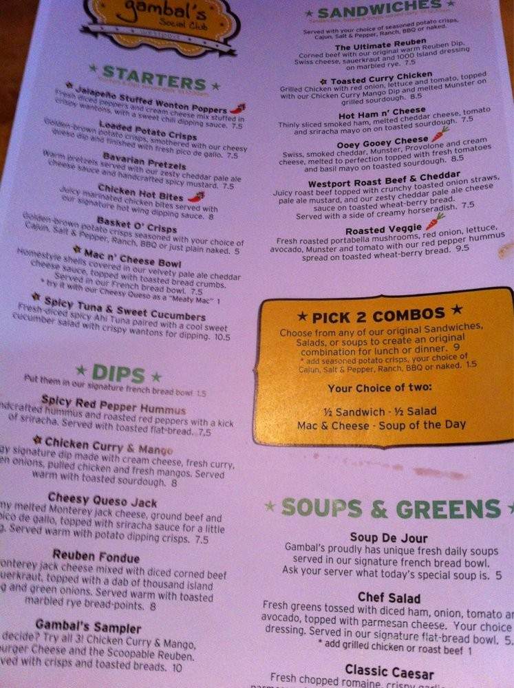 Gambals Social Club - Kansas City, MO menu_pic