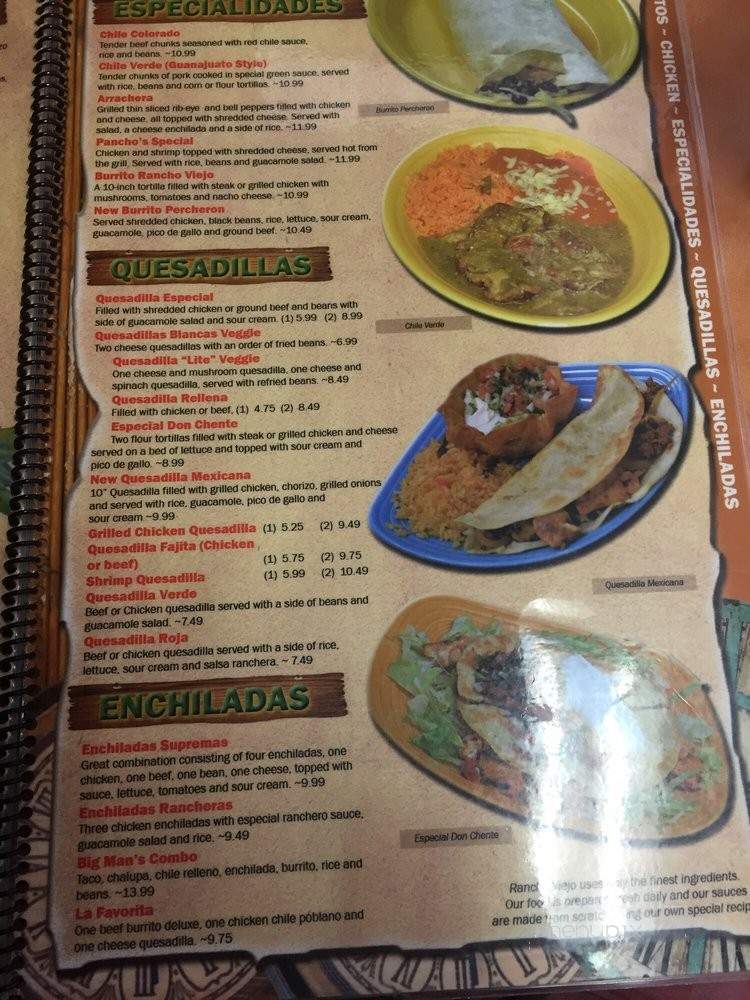 Rancho Viejo - Whittier, NC menu_pic