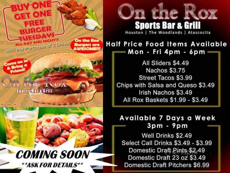 /250817367/On-the-Rox-Sports-Bar-and-Grill-Menu-Humble-TX - Humble, TX