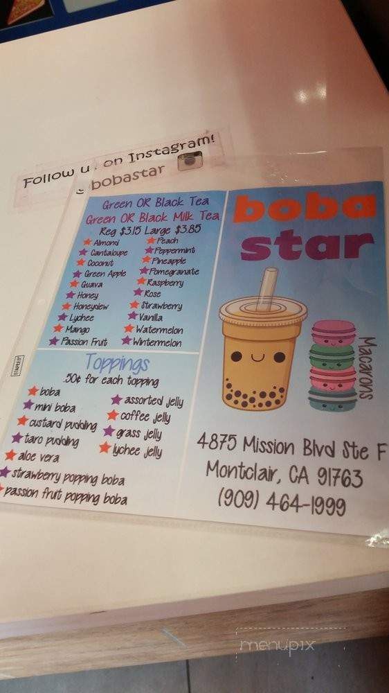 Boba Star - Montclair, CA menu_pic