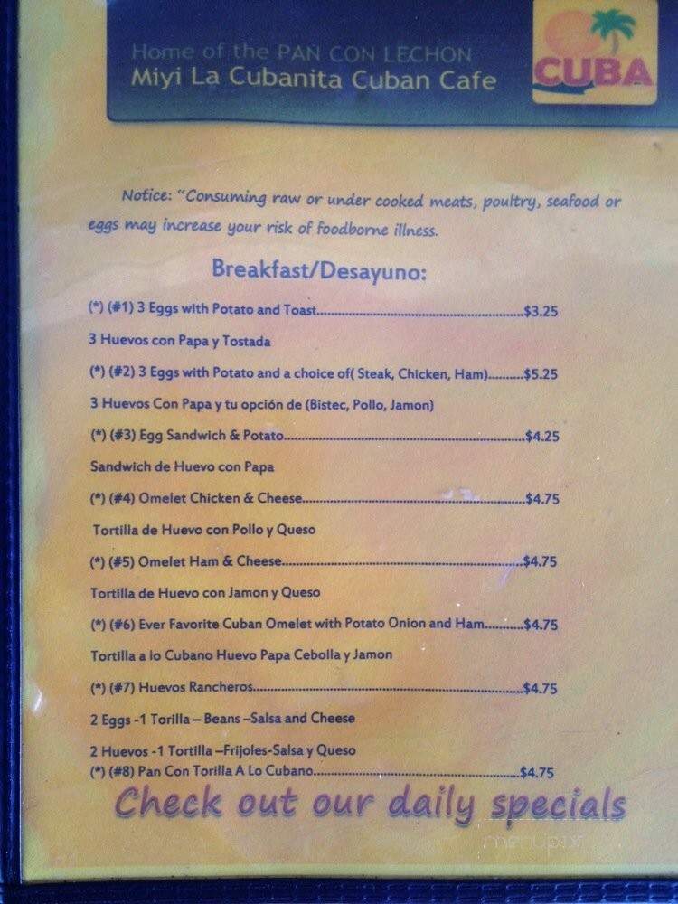 Miyi La Cubanita - Pompano Beach, FL menu_pic