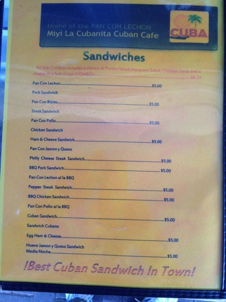 Miyi La Cubanita - Pompano Beach, FL menu_pic