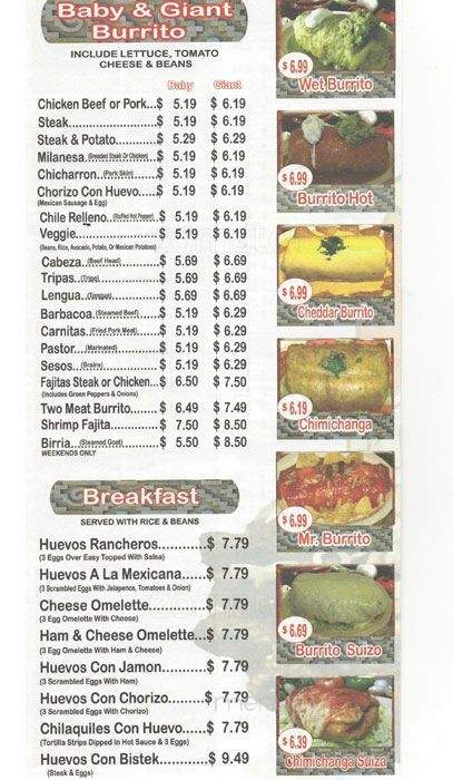 Mr Burritos - Bensenville, IL menu_pic