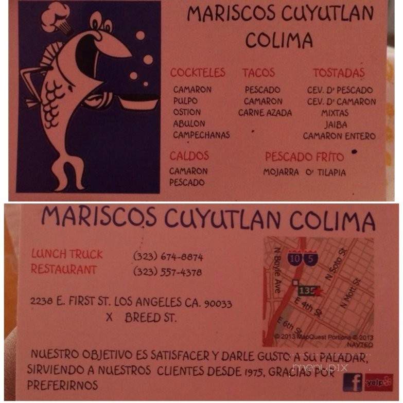 Cuyutlan Colima Marisco Truck - Los Angeles, CA menu_pic
