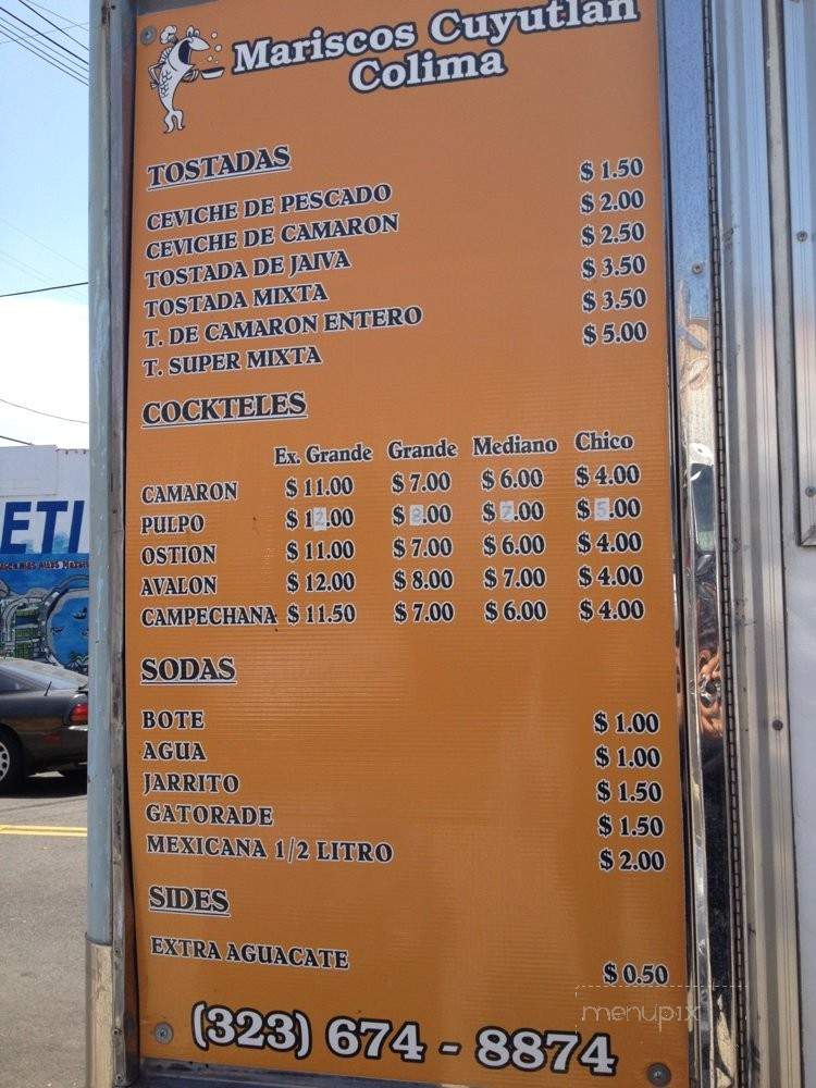 Cuyutlan Colima Marisco Truck - Los Angeles, CA menu_pic