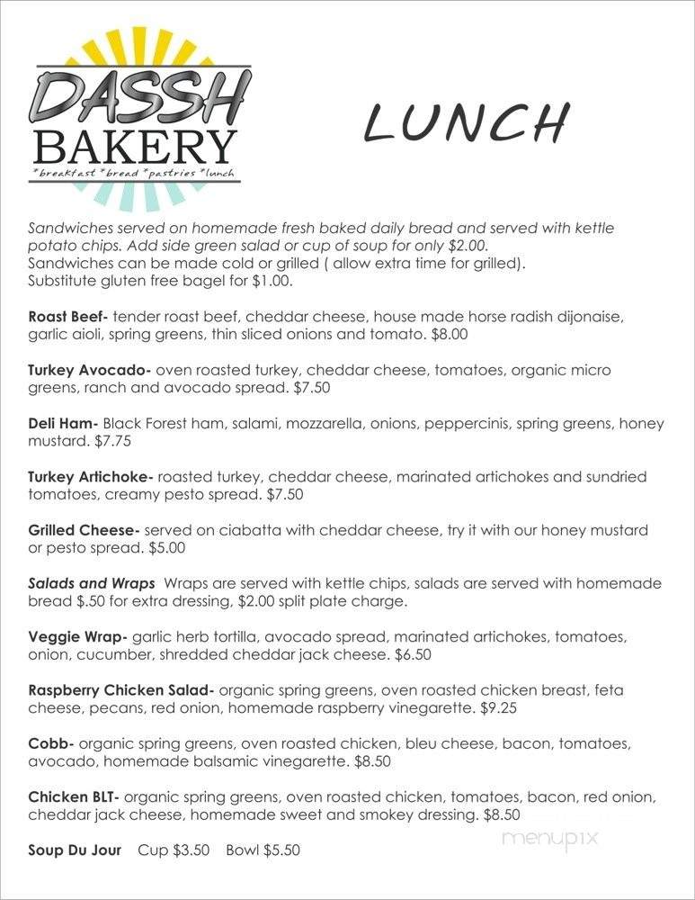 DASSH Bakery - Grants Pass, OR menu_pic