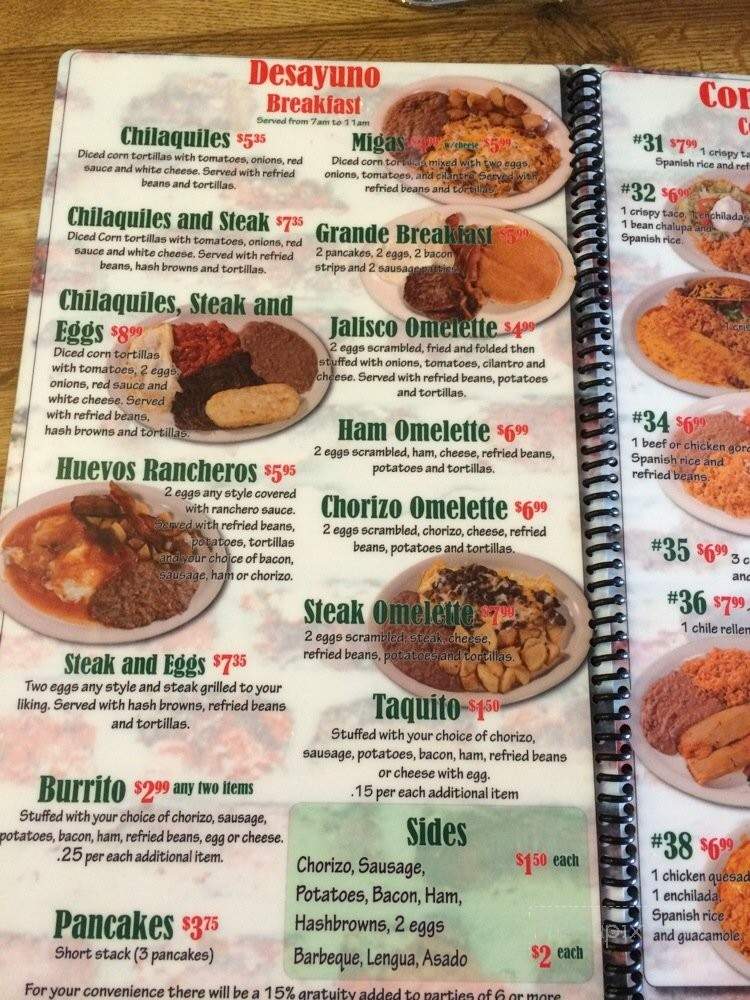 El Tapatio - Roswell, NM menu_pic