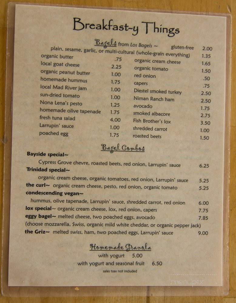 Beachcomber Cafe - Bayside, CA menu_pic