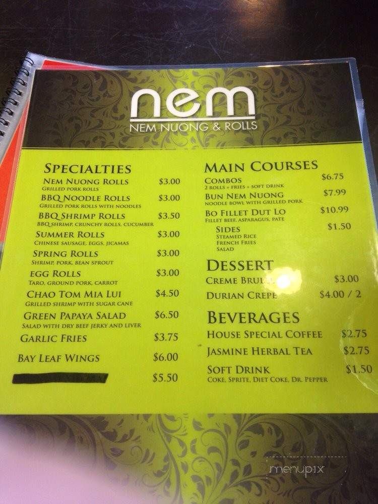 Nem - Garden Grove, CA menu_pic
