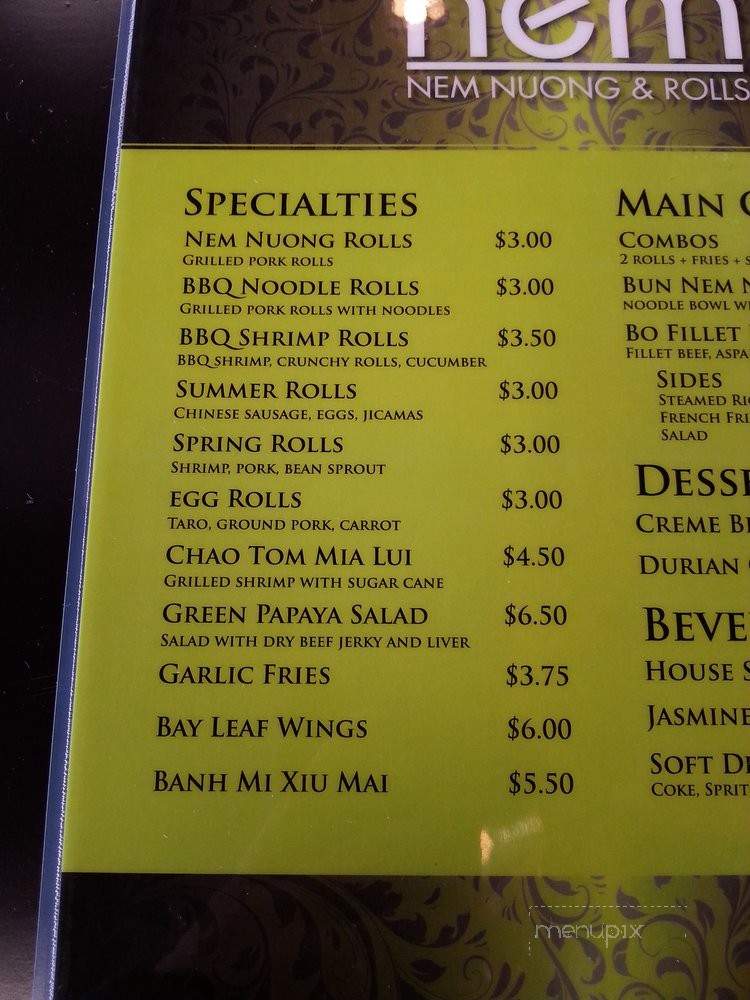 Nem - Garden Grove, CA menu_pic