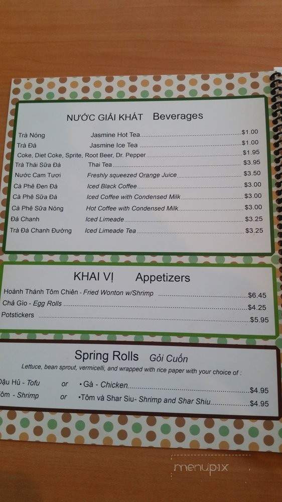 Pho Cali - Midvale, UT menu_pic