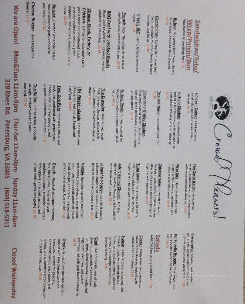 Crowd Pleaser's - Petersburg, VA menu_pic