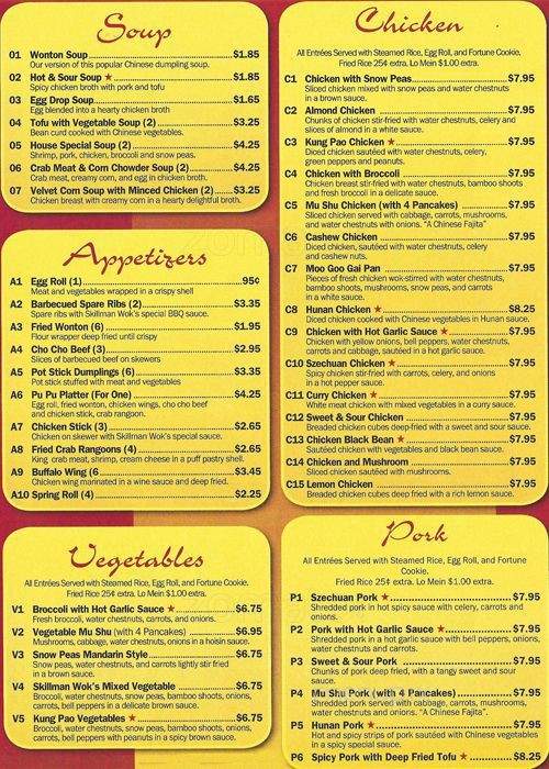 Skillman sales wok menu