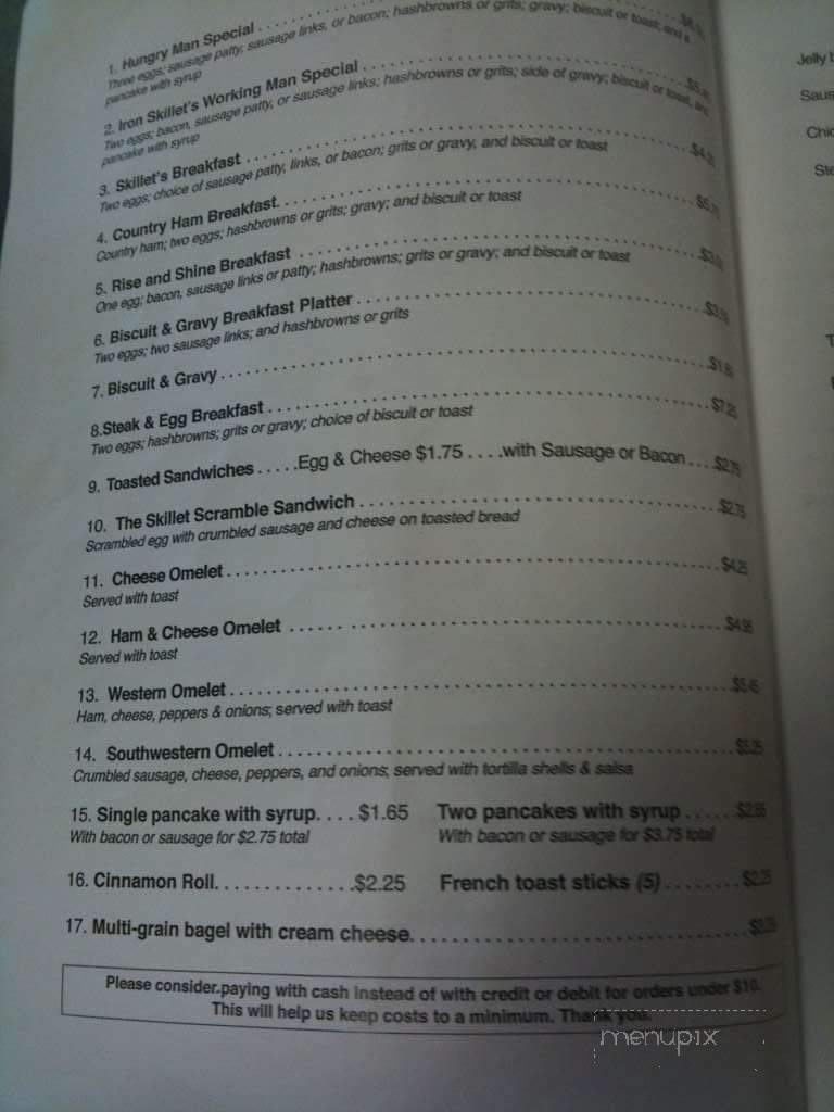 The Iron Skillet - Bryson City, NC menu_pic