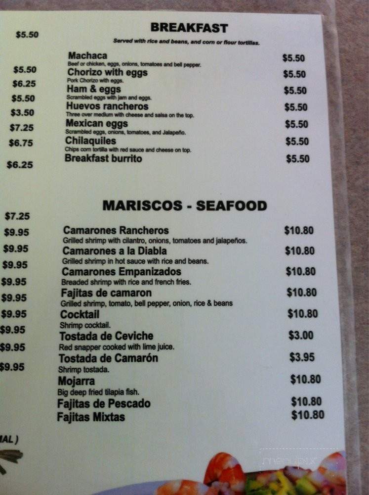 El Mezcal - San Andreas, CA menu_pic