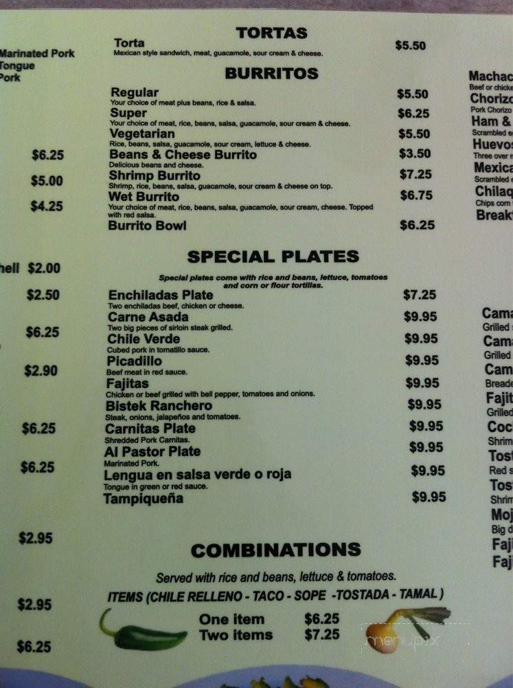 El Mezcal - San Andreas, CA menu_pic