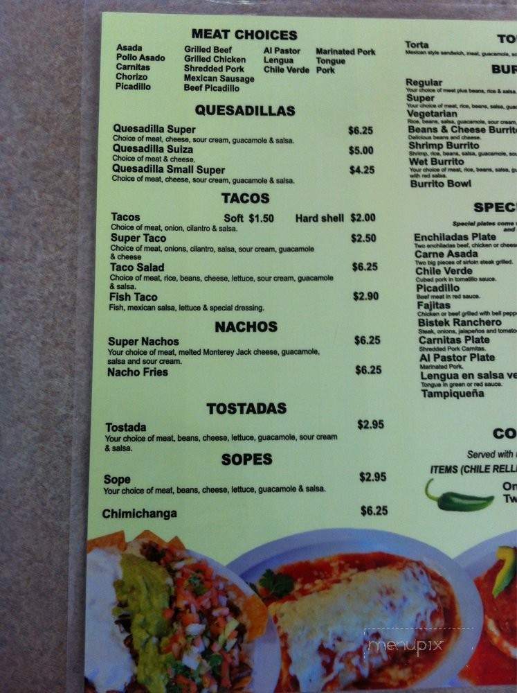 El Mezcal - San Andreas, CA menu_pic