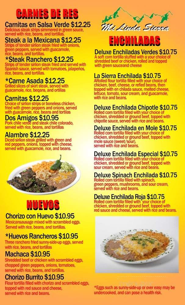 Mi Linda Sierra - Kennewick, WA menu_pic