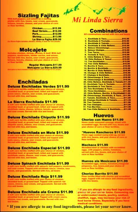 Mi Linda Sierra - Kennewick, WA menu_pic