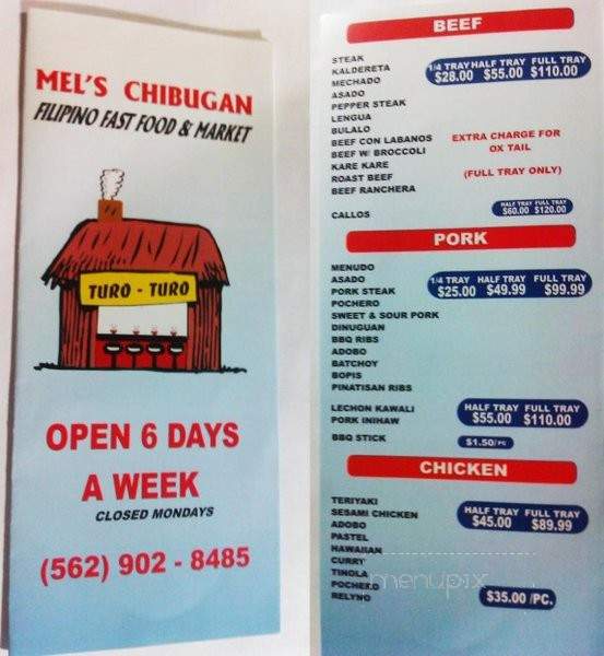 Mel's Chibugan - La Mirada, CA menu_pic