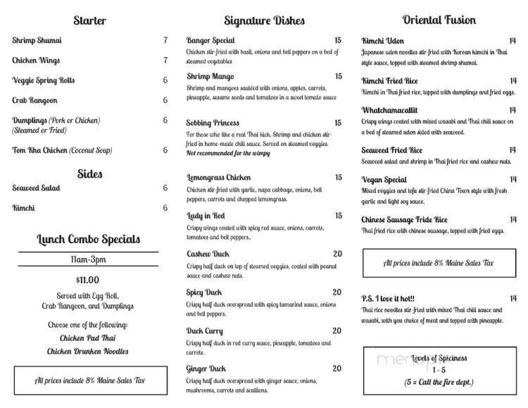 Thai 2 Go - Bangor, ME menu_pic