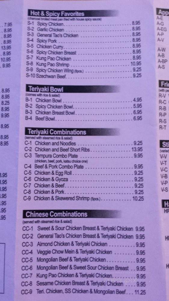 Happy Hana - University Place, WA menu_pic