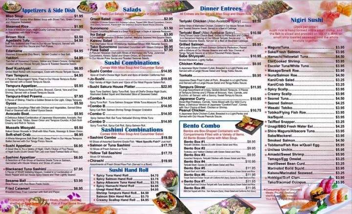 Sushi Sakura - Longview, WA menu_pic