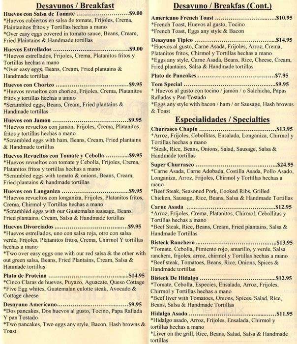 El Lucerito - San Rafael, CA menu_pic