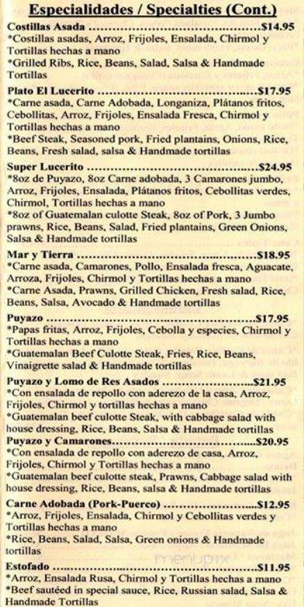 El Lucerito - San Rafael, CA menu_pic