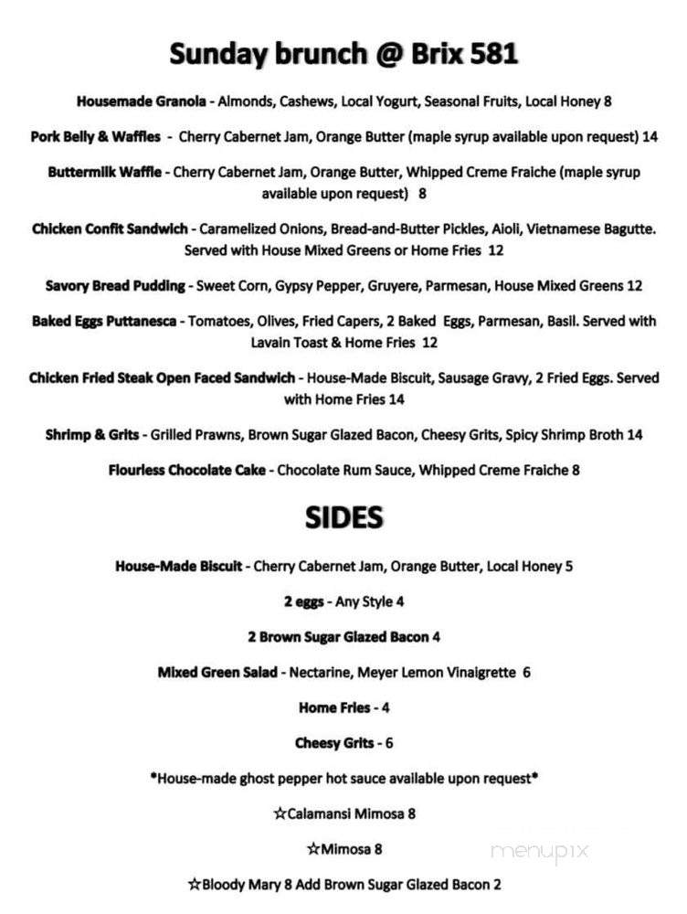 BRIX 581 - Oakland, CA menu_pic