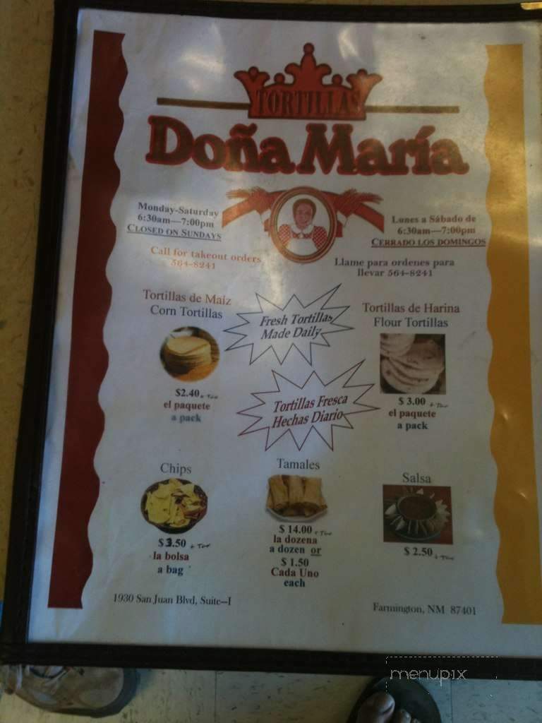 Dona Maria - Farmington, NM menu_pic