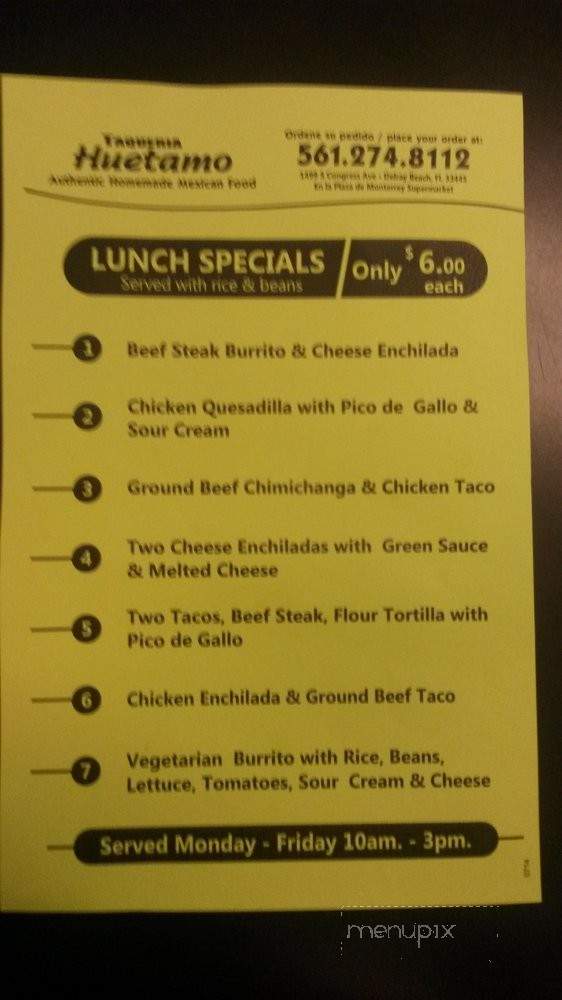 Taqueria Huetamo - Delray Beach, FL menu_pic