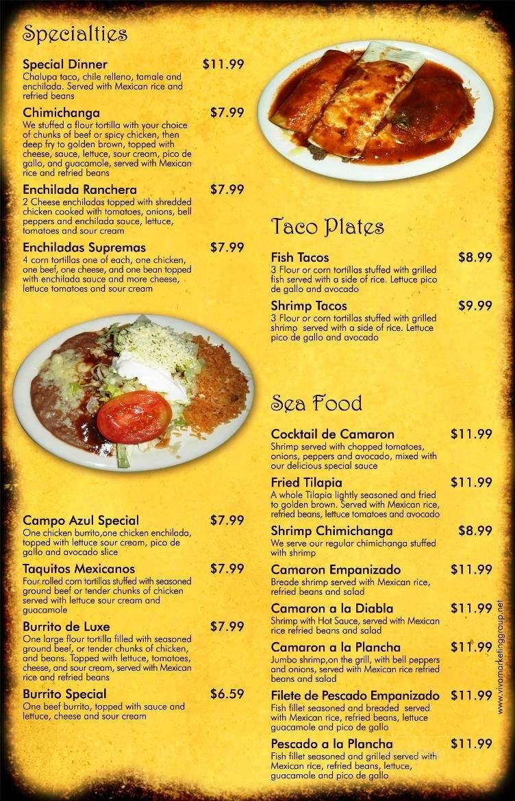 Campo Azul - Nolensville, TN menu_pic
