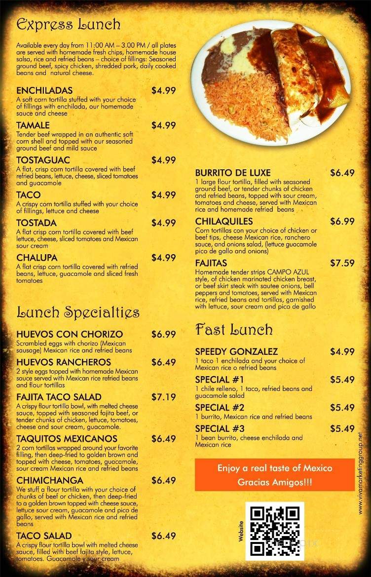 Campo Azul - Nolensville, TN menu_pic