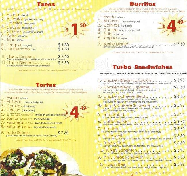 Turbo Tacos - Chicago, IL menu_pic