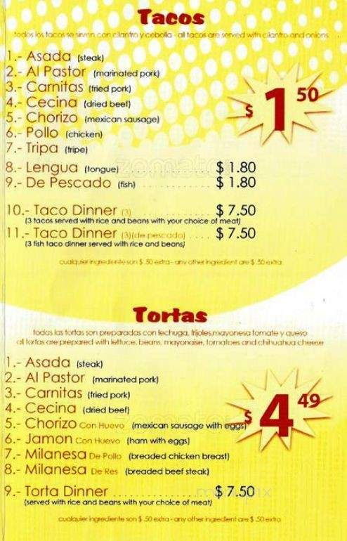 Turbo Tacos - Chicago, IL menu_pic