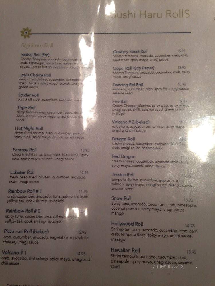 Sushi Haru - Bloomington, IN menu_pic