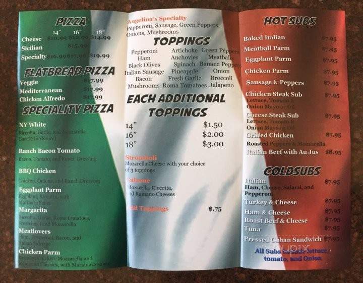 Angelina's Pizza & Subs - Odessa, FL menu_pic