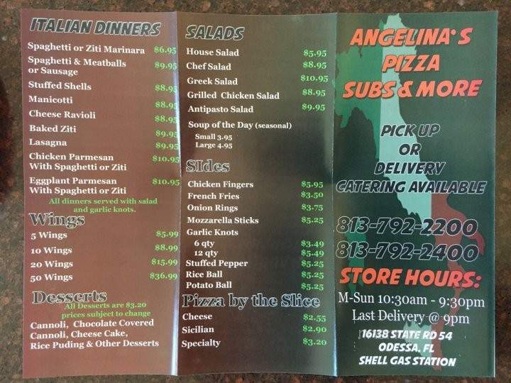Angelina's Pizza & Subs - Odessa, FL menu_pic