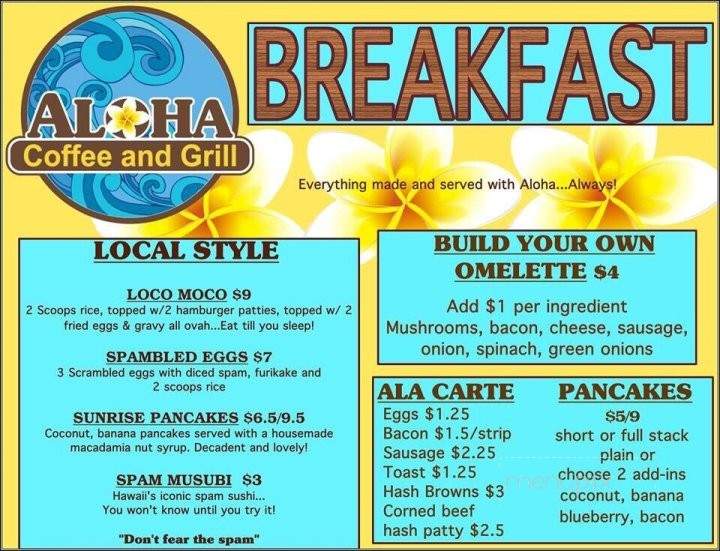 Aloha Coffee and Grill - Fort Collins, CO menu_pic