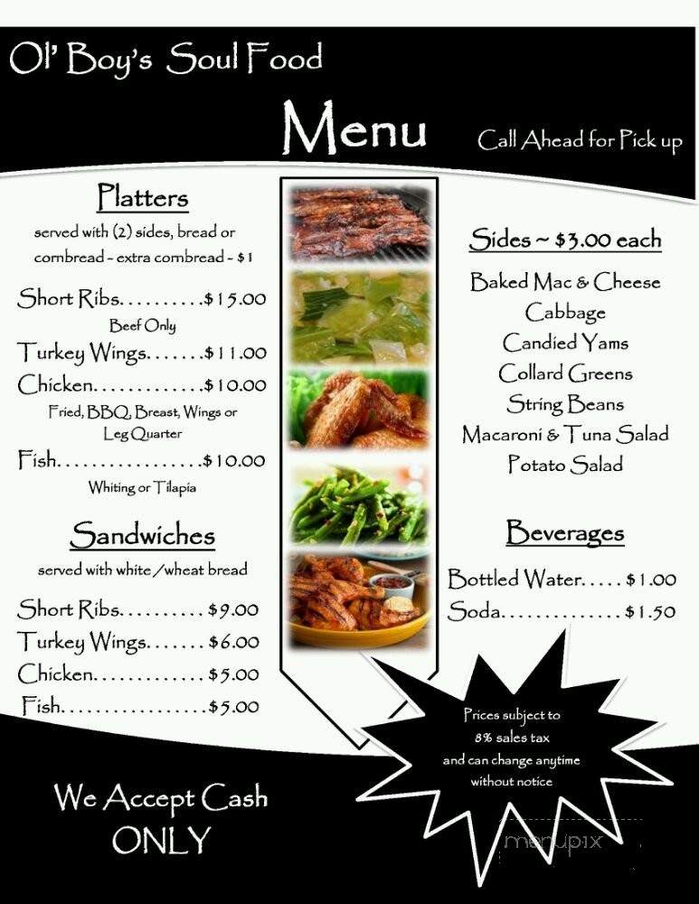 Ol' Boy's Soul Food - Philadelphia, PA menu_pic