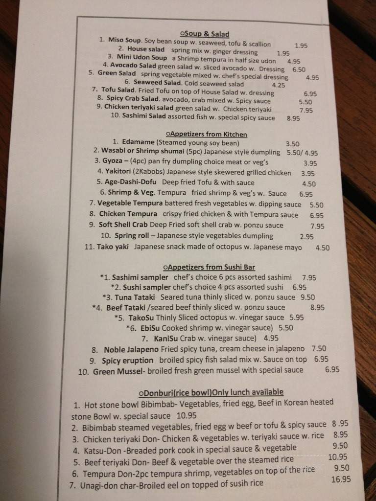 Umami Sushi - Lyon Township, MI menu_pic