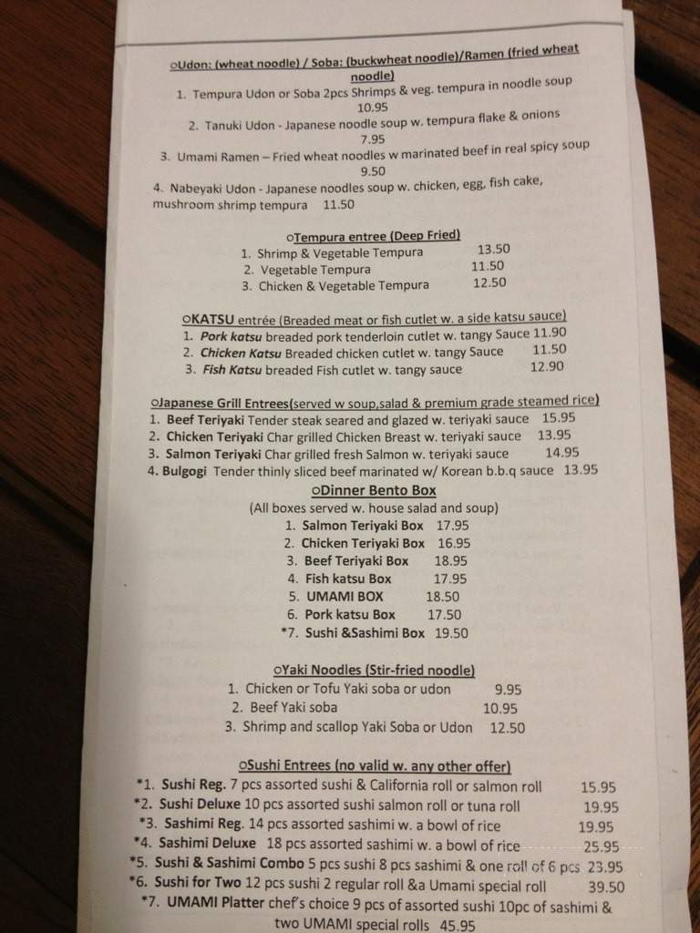 Umami Sushi - Lyon Township, MI menu_pic
