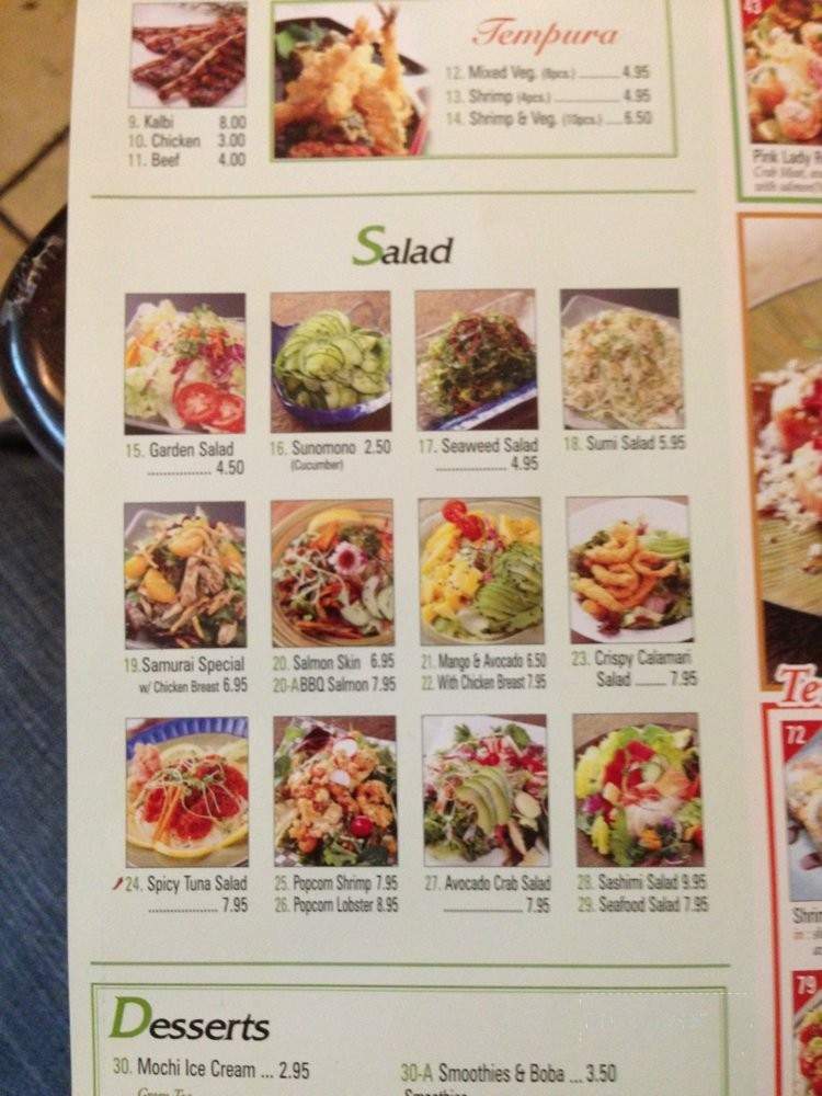 Samurai Sushi & Teriyaki - Los Angeles, CA menu_pic